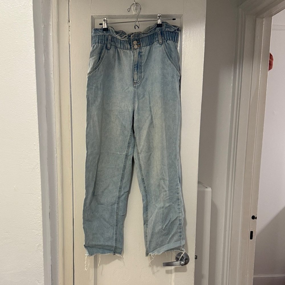 Oak + Fort Light Wash Blue Paperbag Women's Jeans